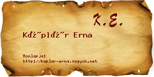 Káplár Erna névjegykártya